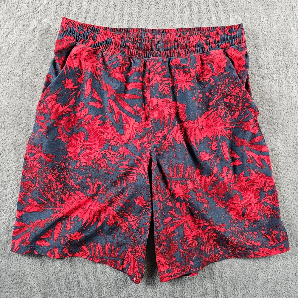 Lululemon‎ Pace Breaker Lined Shorts Mens Large Red Navy Floral Fern Print 7in